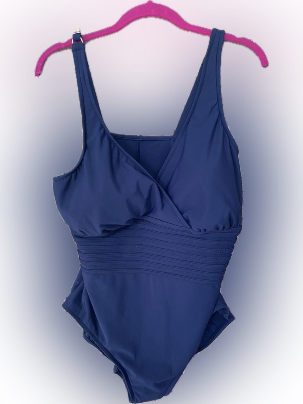 Aqua Green Navy Blue One-Piece Swimsuit